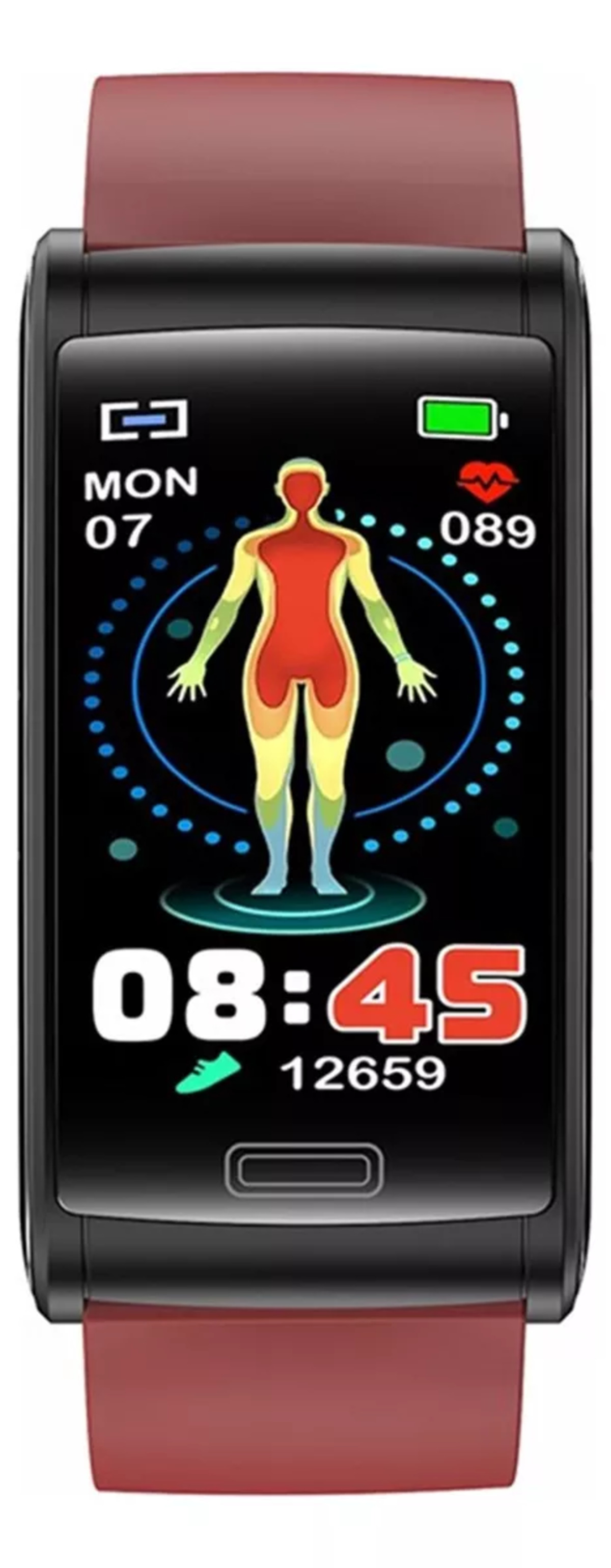 Foto 3 pulgar | Smartwatch Fralugio E600 color Rojo Mide Glucosa Bp Hr Spo2 Ecg