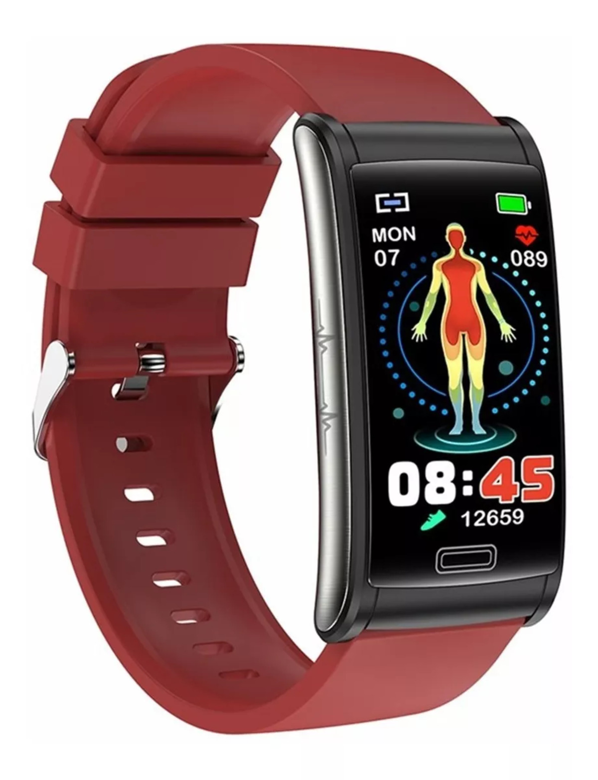 Foto 4 pulgar | Smartwatch Fralugio E600 color Rojo Mide Glucosa Bp Hr Spo2 Ecg