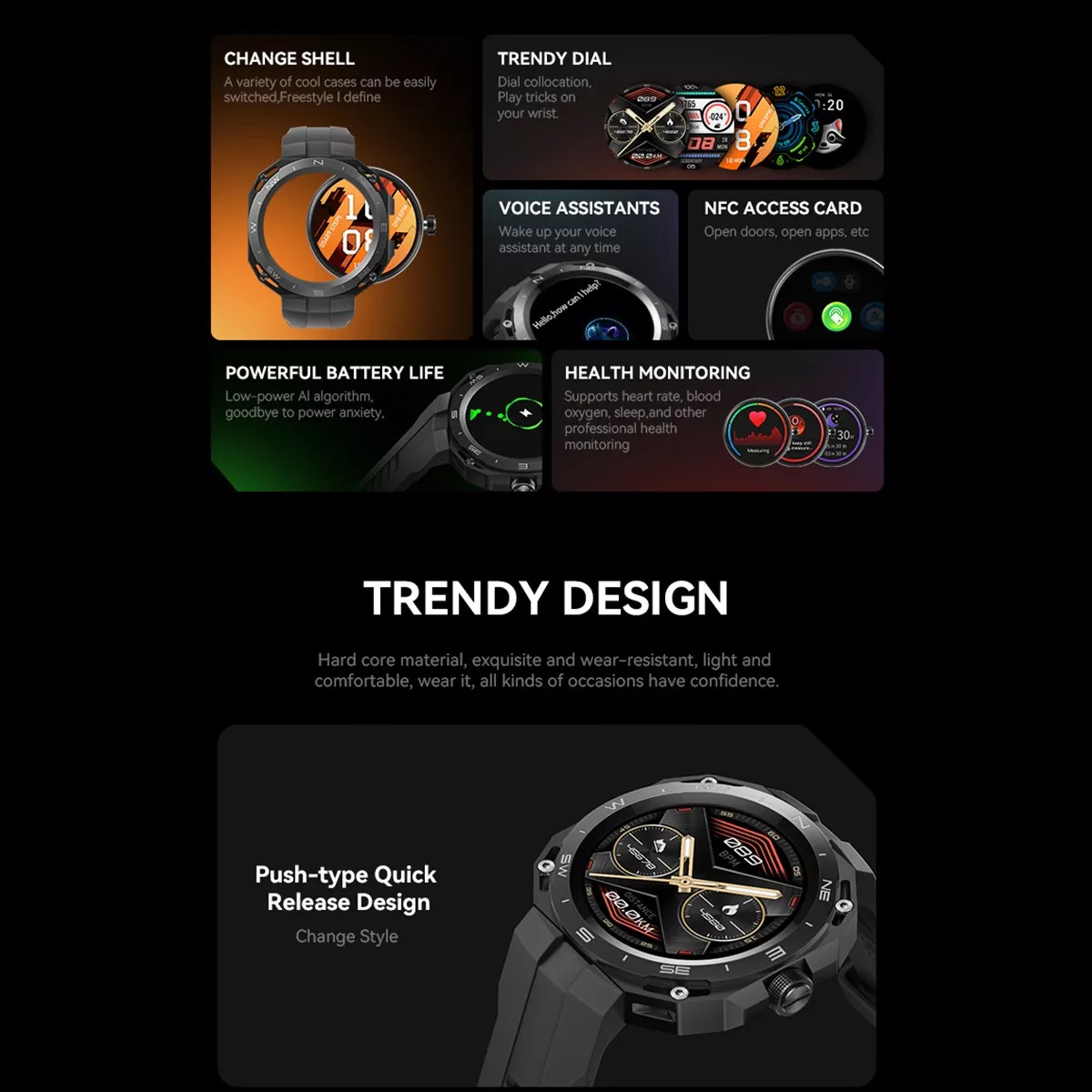 Foto 3 | Smartwatch Fralugio Gs3 Cyber Nfc color Dorado