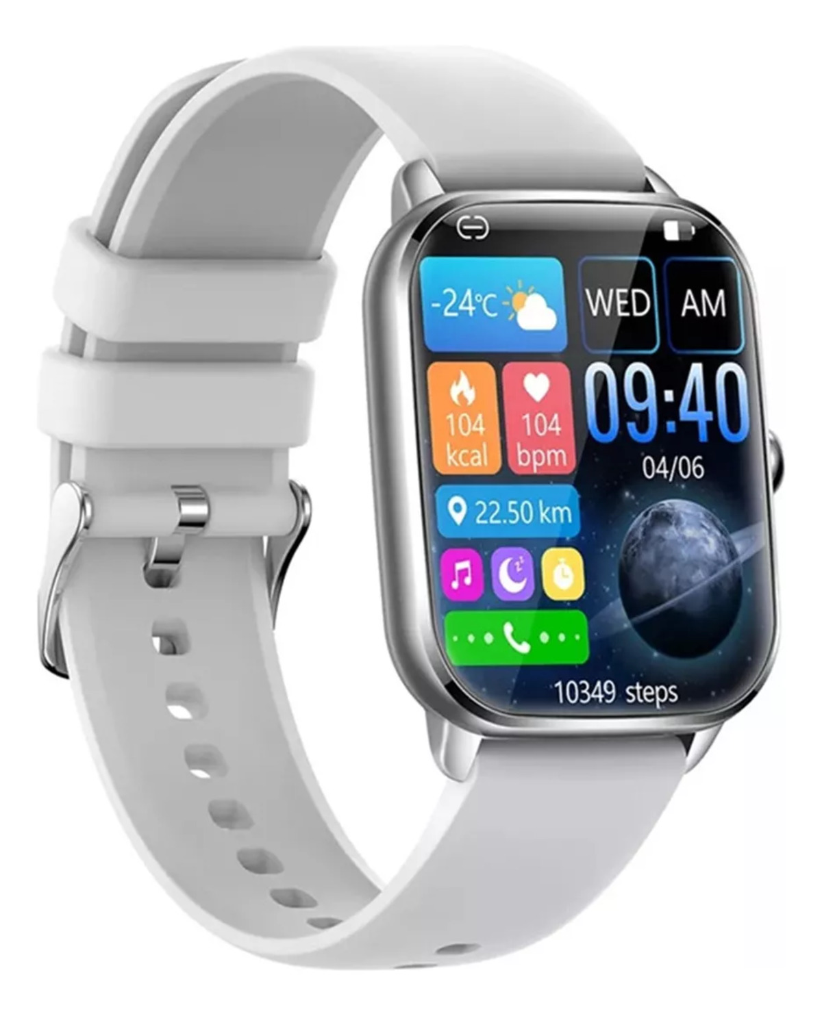 Foto 4 pulgar | Smartwatch Fralugio  Kt65 Hr Bp Spo2 Full Touch 1.92´ color Blanco