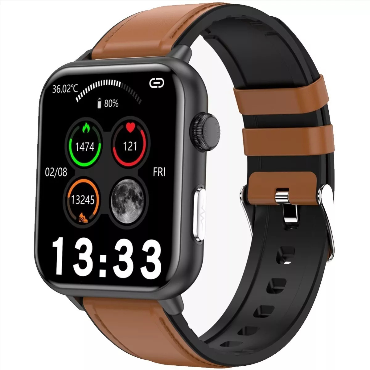 Smartwatch Fralugio E200 color Marrón ECG Spo2