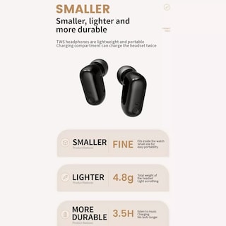 Foto 4 | Reloj Smartwatch Fralugio GT5 2 en 1 con Audífonos Wireless color Negro