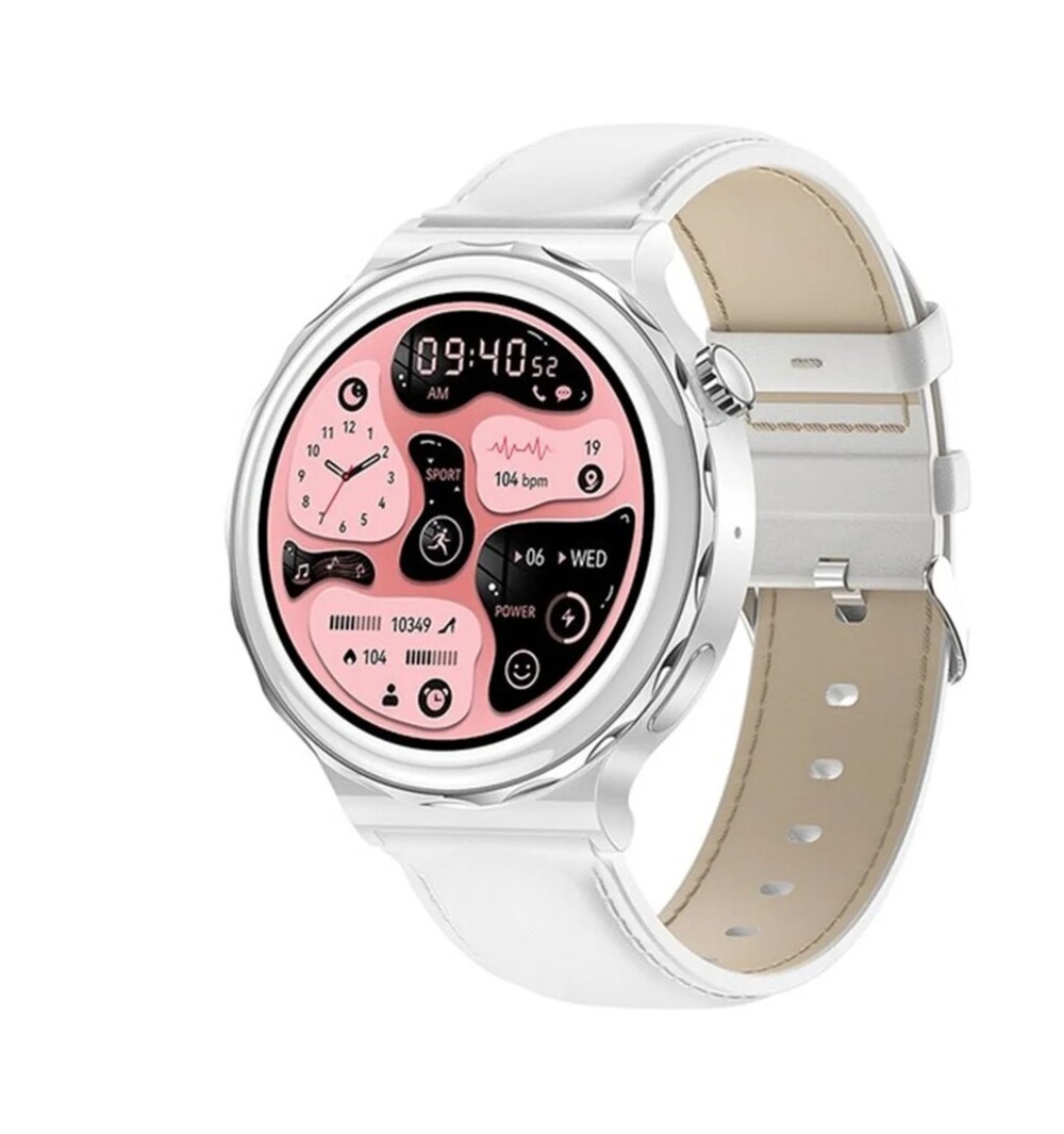 Smartwatch Fralugio HK43 color Blanco de Lujo para Dama