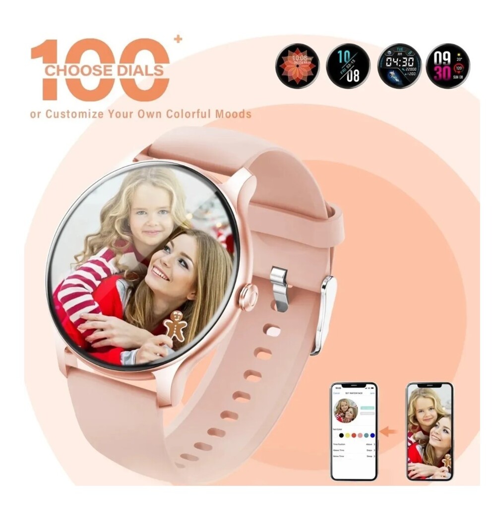 Foto 3 pulgar | Smartwatch Fralugio  Nk08 Full Touch color Rosa para Mujer