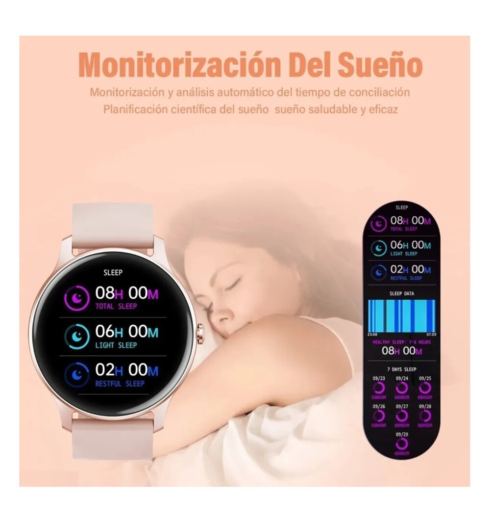 Foto 6 pulgar | Smartwatch Fralugio  Nk08 Full Touch color Rosa para Mujer