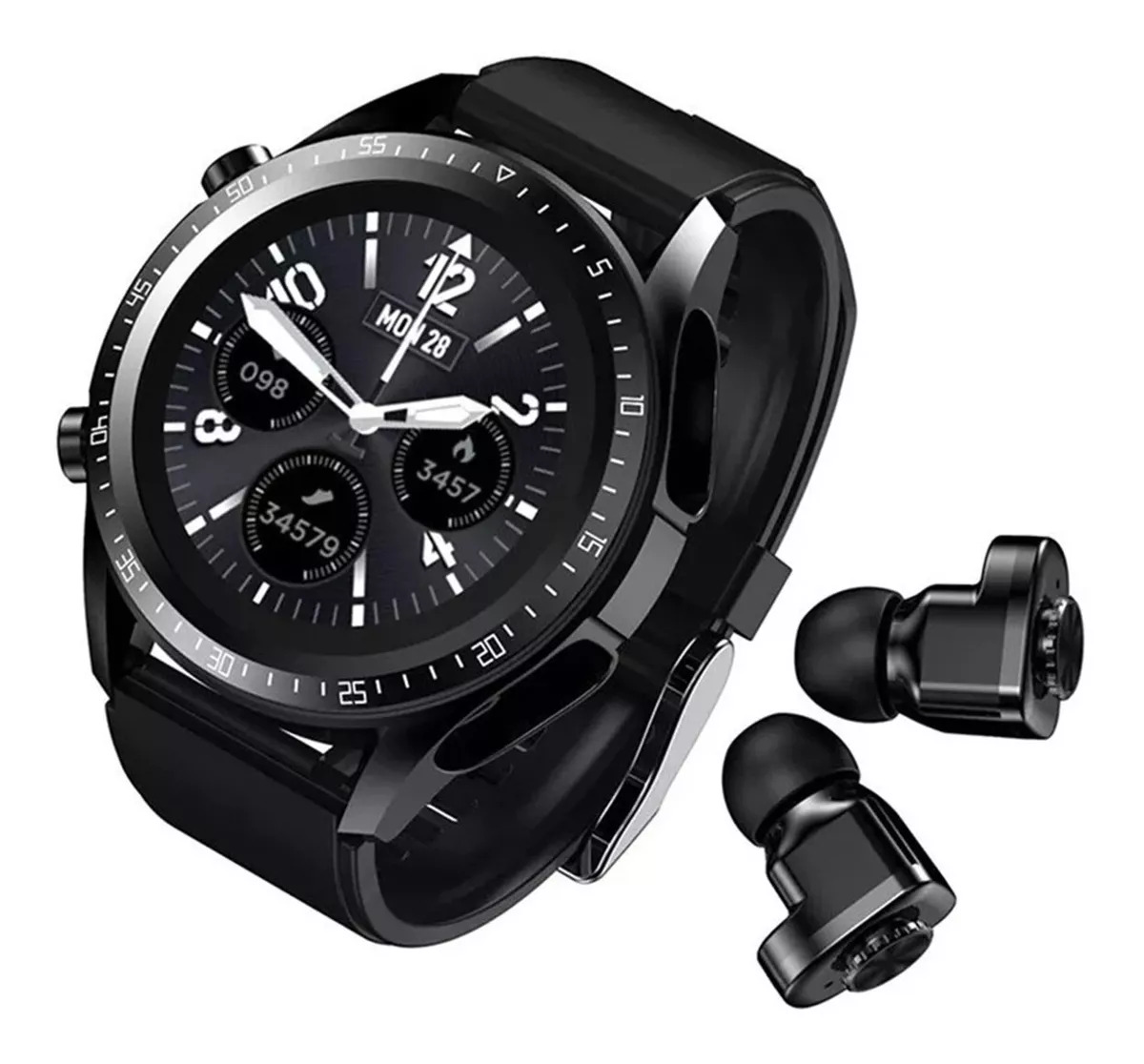 Smartwatch Fralugio Jm03 y Audífonos Tws color Negro