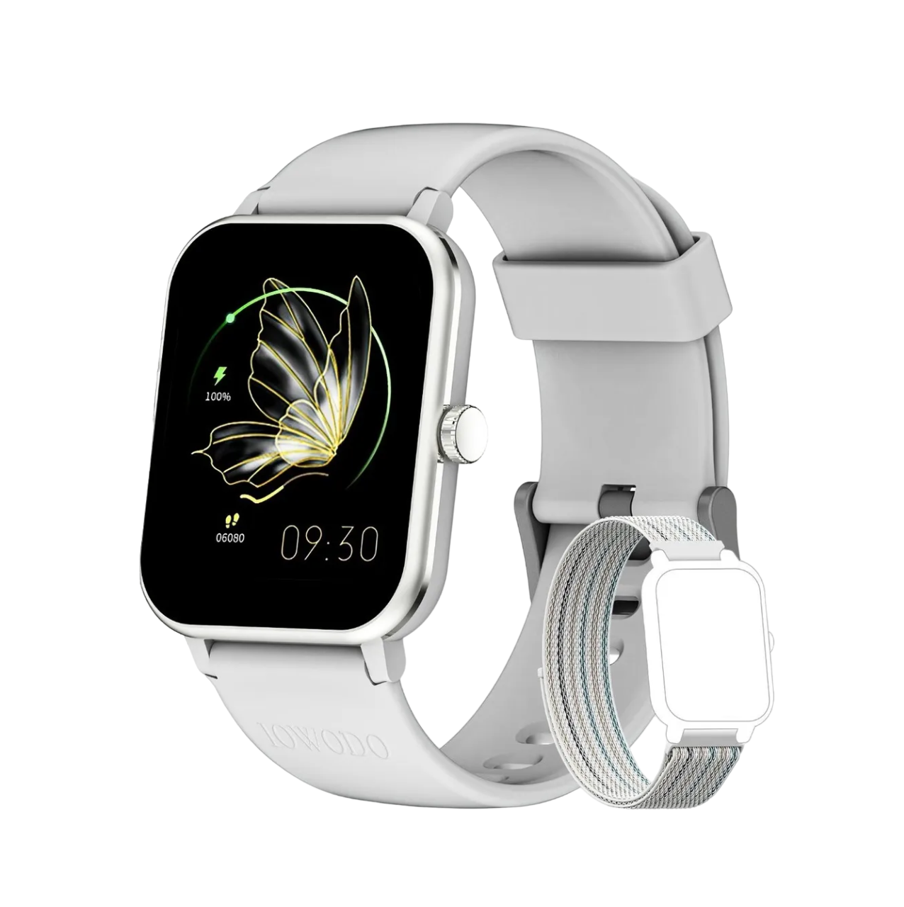 Foto 2 pulgar | Reloj Smartwatch IOWODO color Blanco con Temperatura Pulsera Doble para Mujer