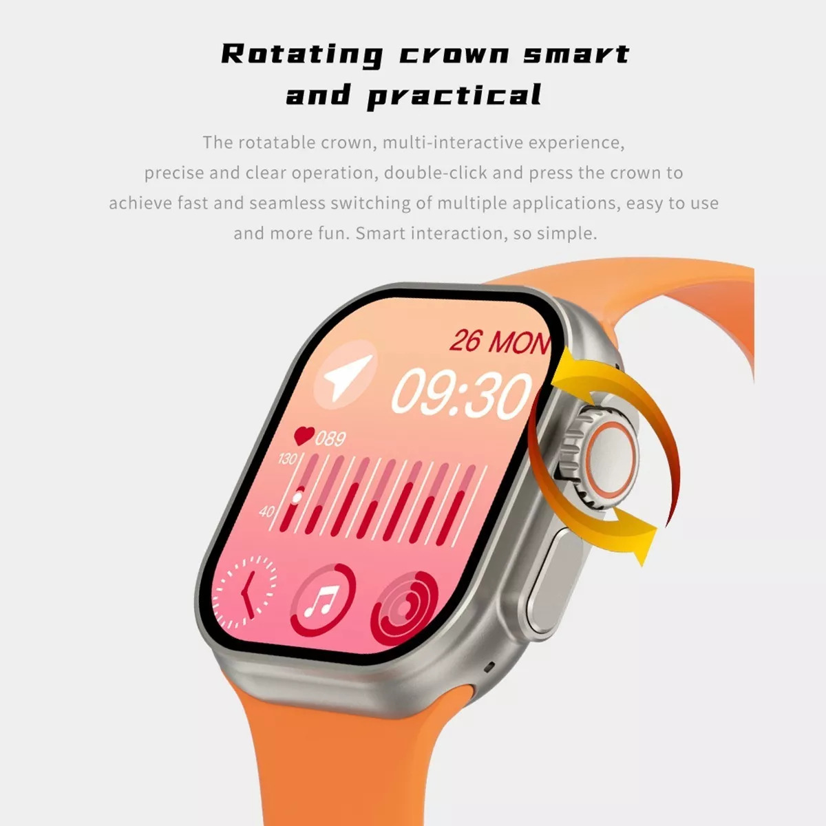 Foto 4 pulgar | Smartwatch Fralugio  HK8 Pro Max Ultra color Naranja