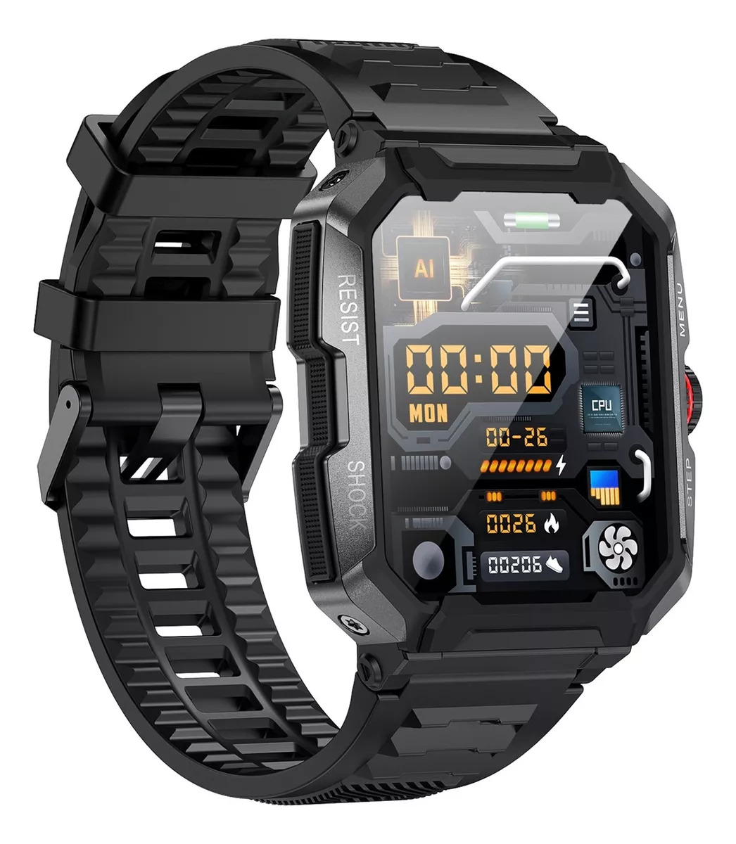 Foto 4 pulgar | Smartwatch Fralugio Ak47 color Negro Rough Sport HR 24hr Spo2 HD