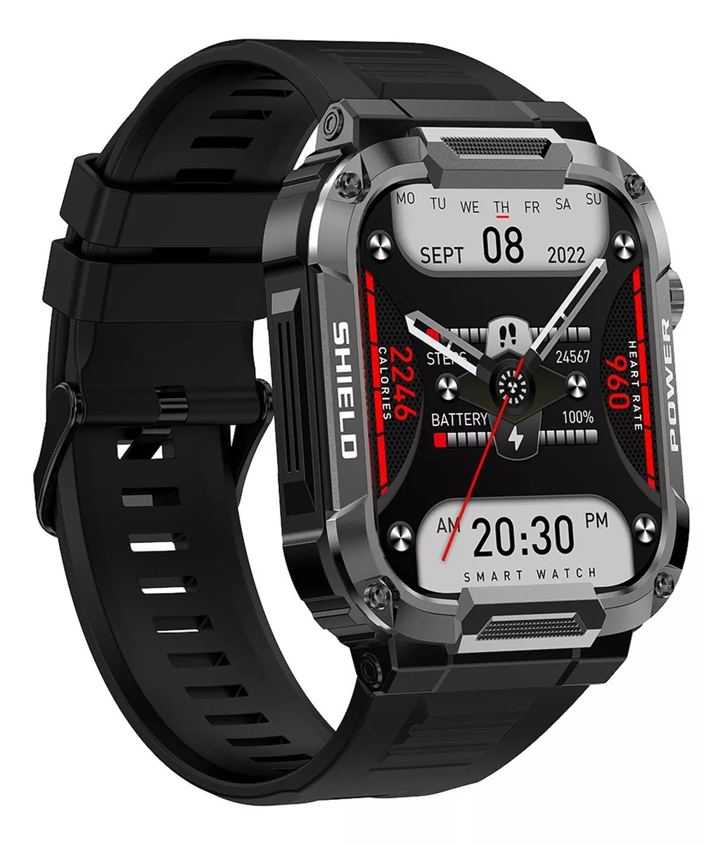 Smartwatch Fralugio Mk66 color Negro Rough Bp Hr Spo2