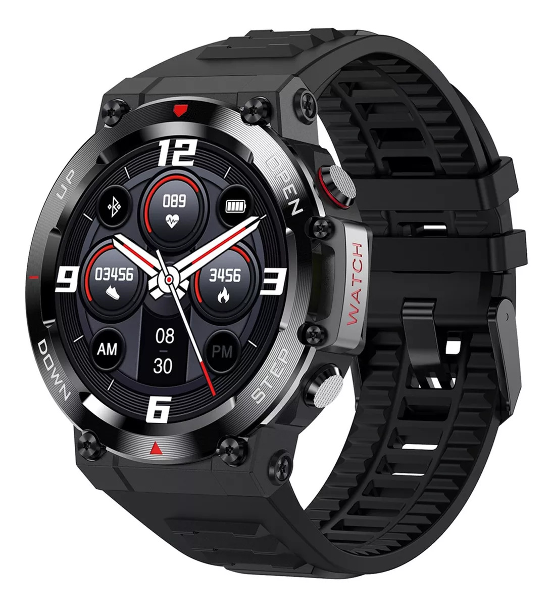 Foto 2 pulgar | Smartwatch Fralugio Ak45 color Negro Spo2 Hr Bp Sport