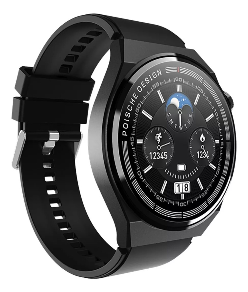 Smartwatch Fralugio  Gt3 Max Mide Glucosa Hr Bp Spo2 Hd color Negro