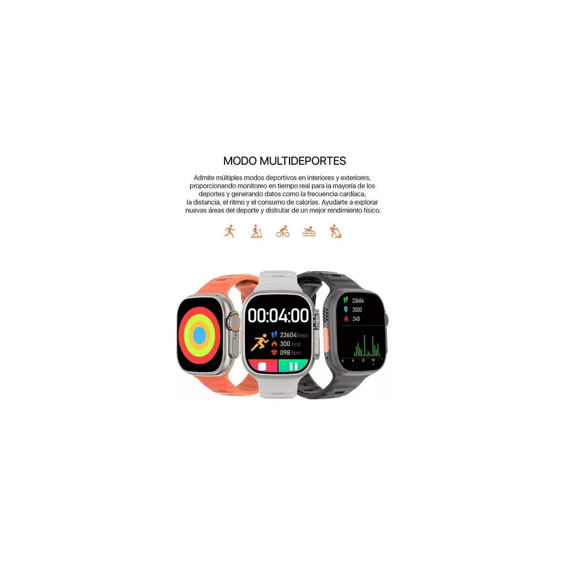 Foto 4 pulgar | Reloj Inteligente Ultra Smartwatch Carga Inalámbrica Eo Safe Imports Esi-7455 color Negro