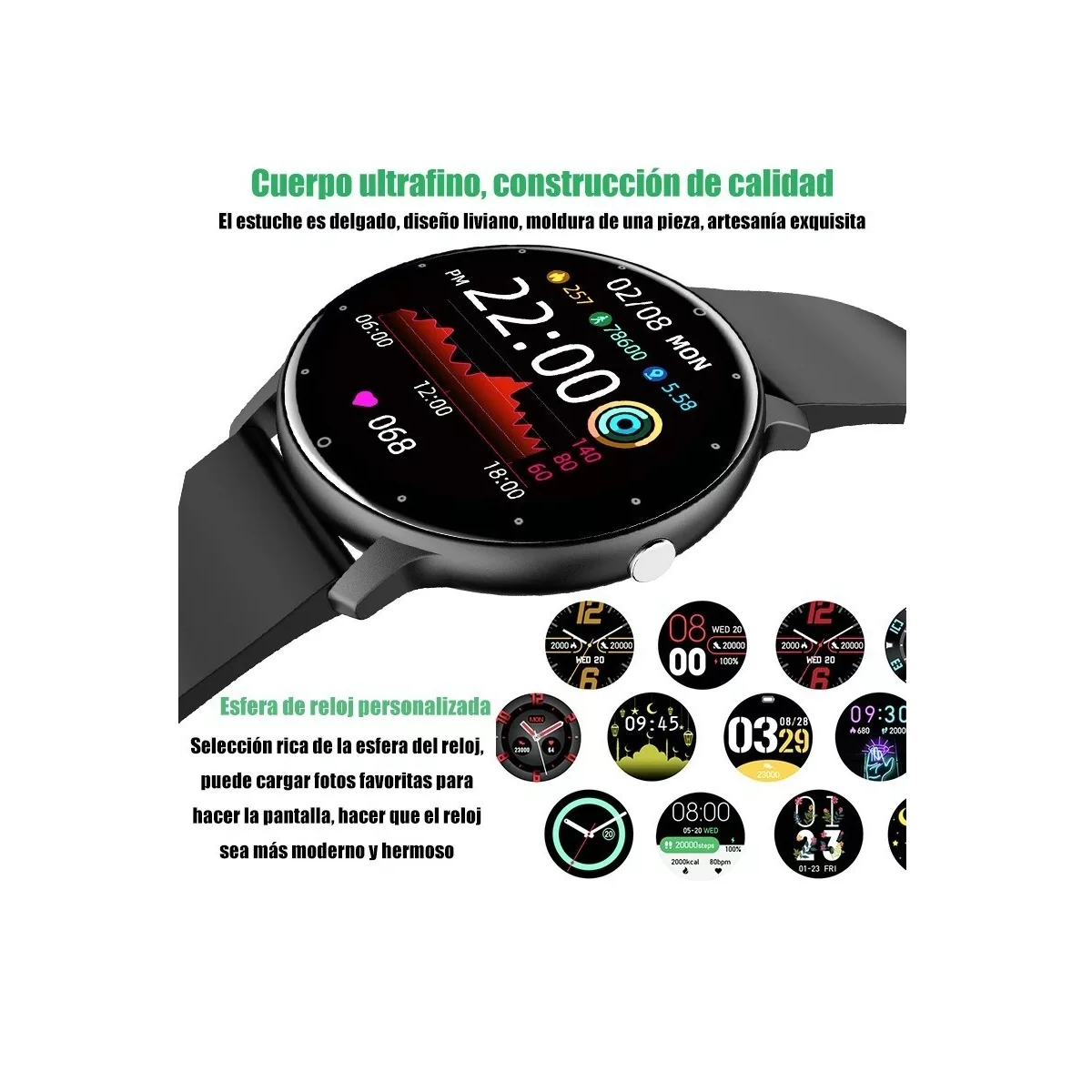 Foto 4 pulgar | Reloj Inteligente Deportivo Impermeable C/Luz y Bt  Eo Safe Imports Esi-7461 color Negro