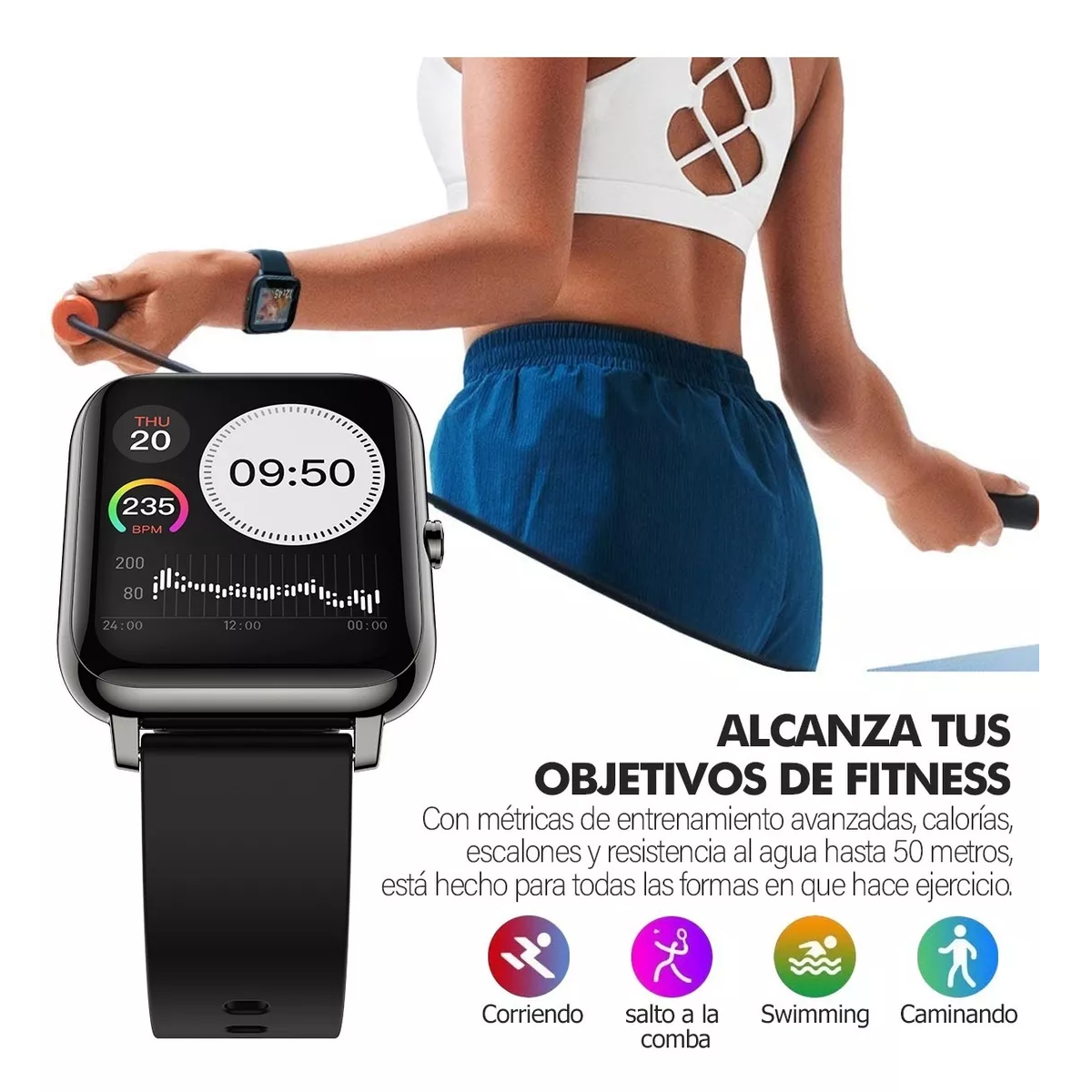Foto 3 | Reloj Inteligente Deportivo Impermeable con Bluetooth Eo Safe Imports Esi-7458 color Negro