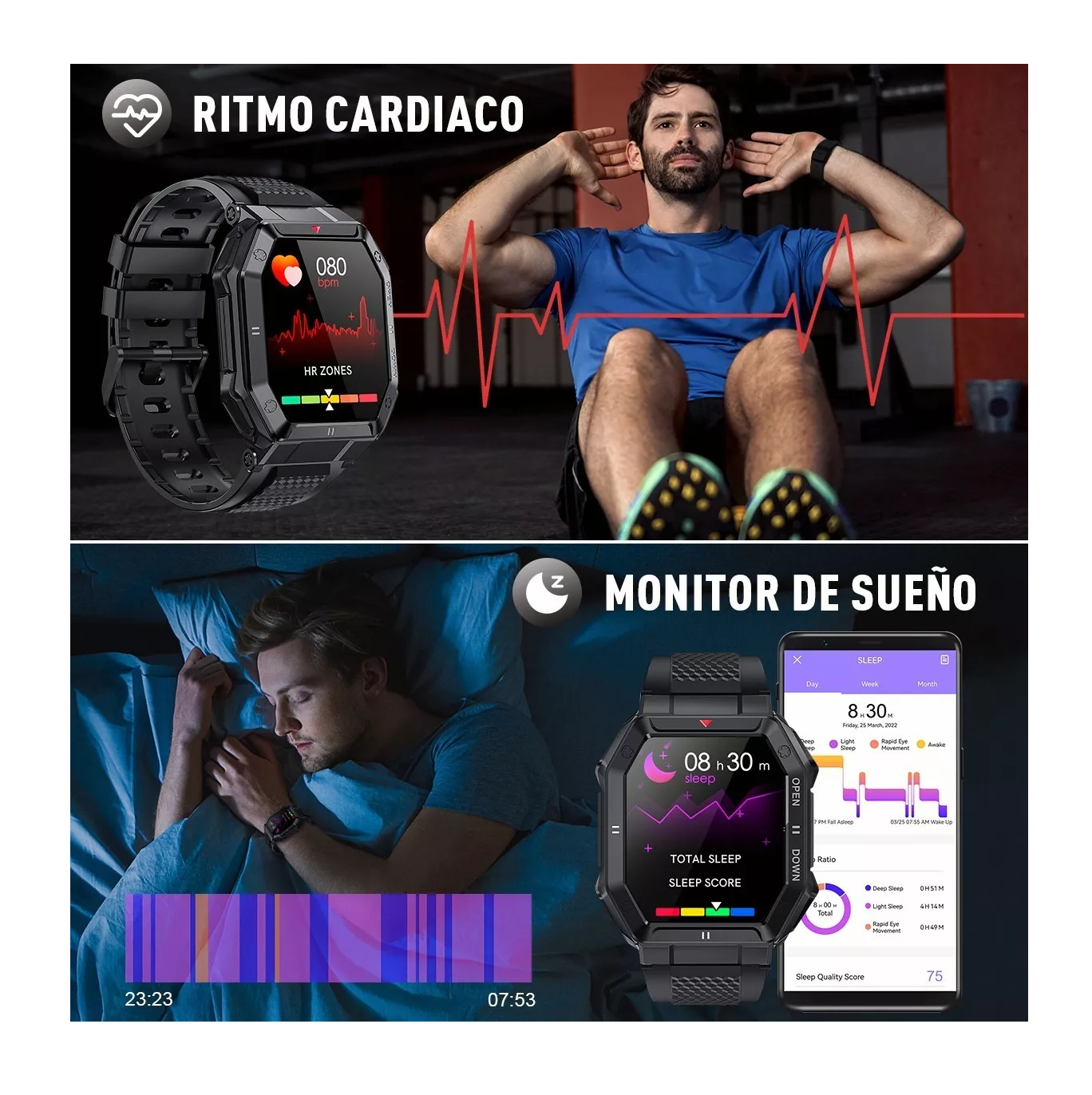 Foto 4 pulgar | Smartwatch Deportivo Belug color Negro para Hombre