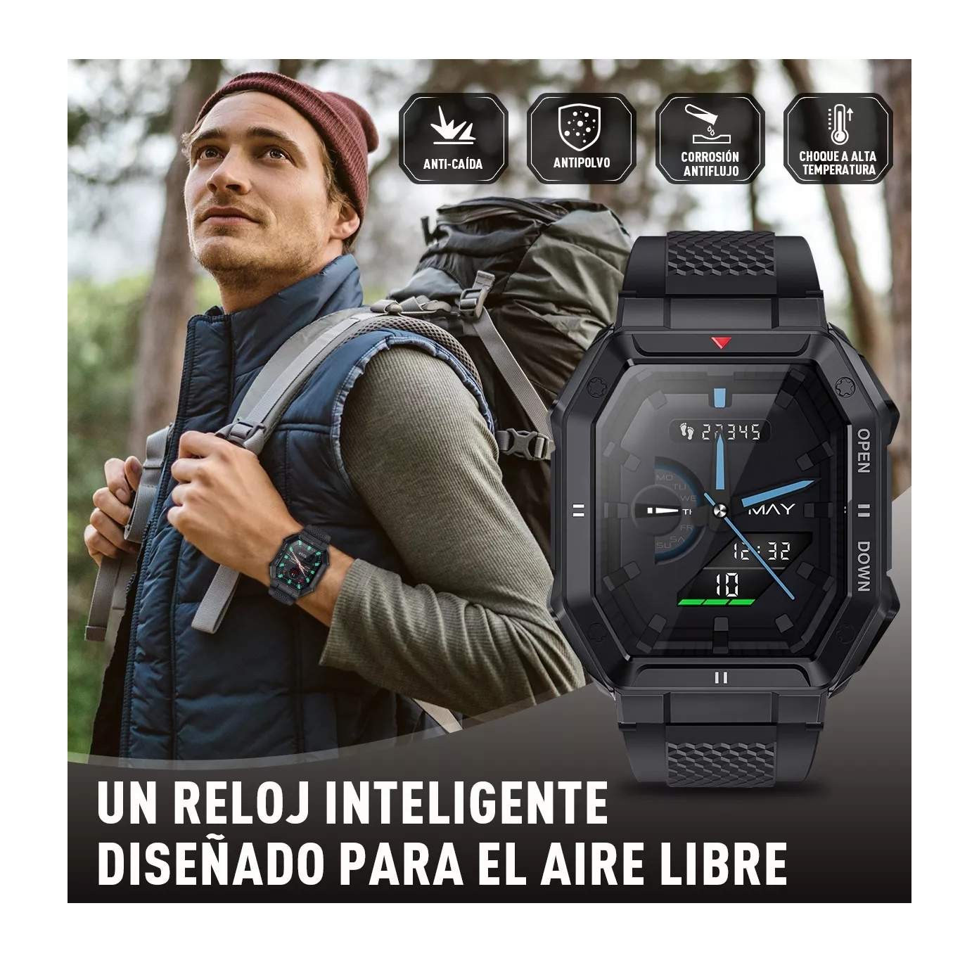 Foto 4 | Smartwatch Deportivo Belug color Negro para Hombre