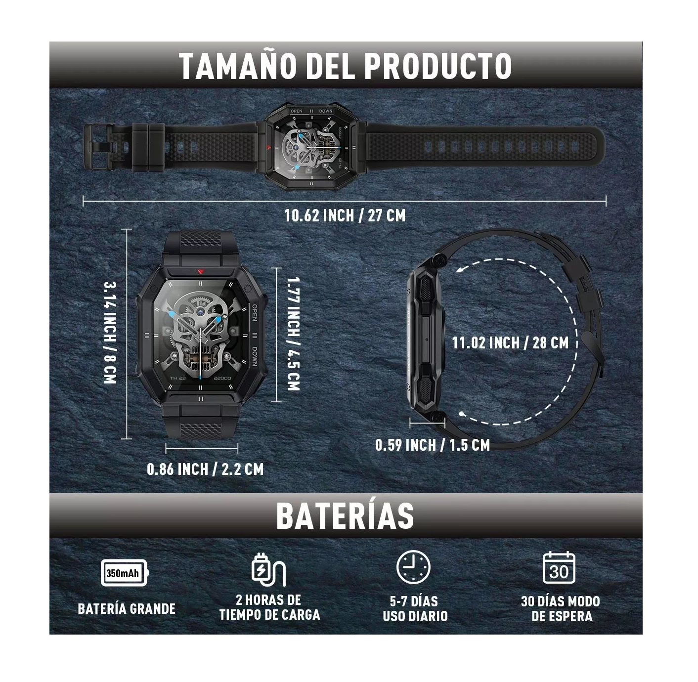 Foto 5 | Smartwatch Deportivo Belug color Negro para Hombre