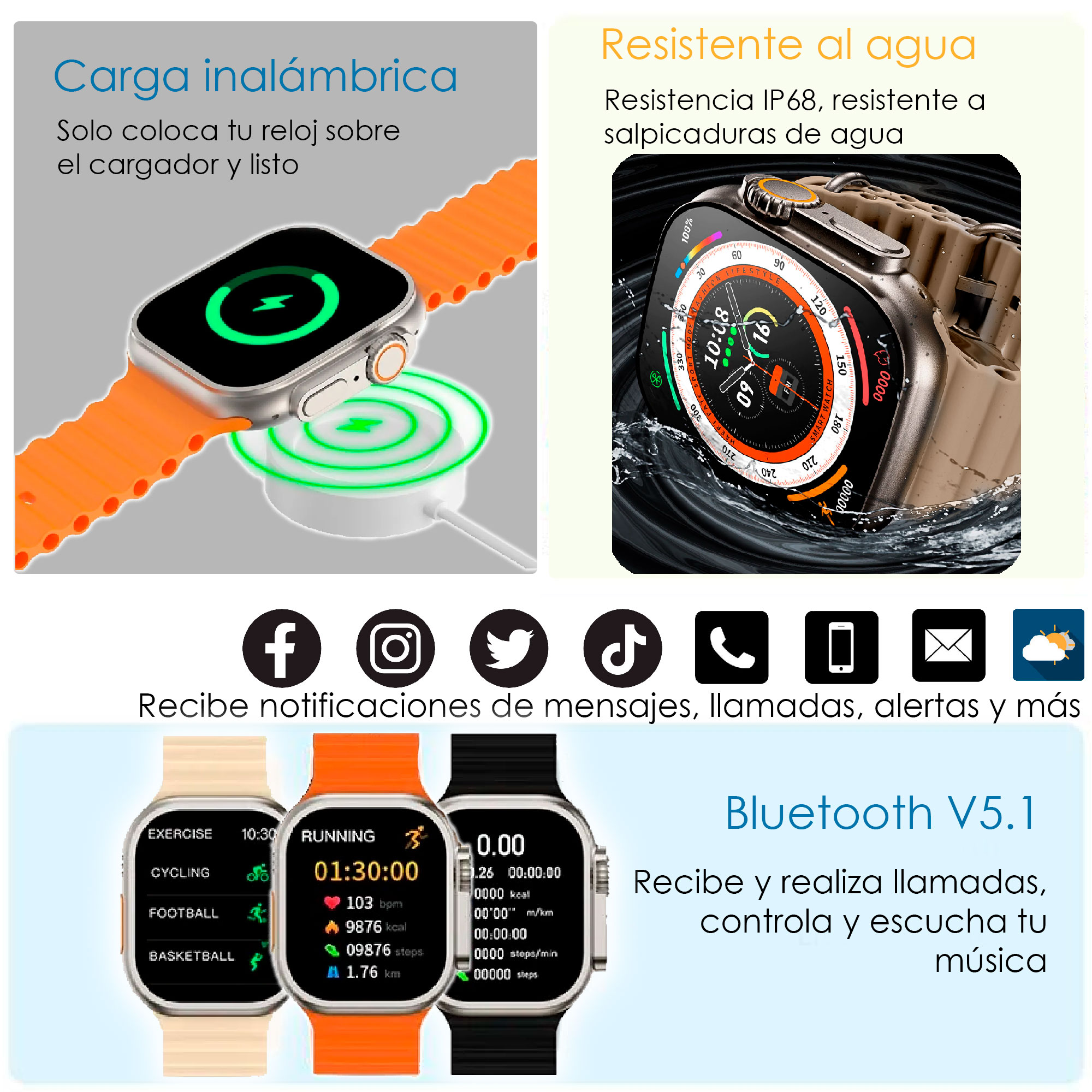 Foto 4 pulgar | Smartwatch Vak Vdb6o color Naranja