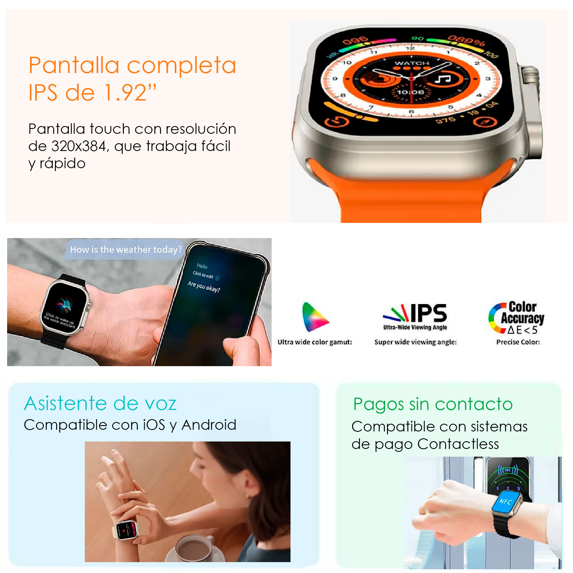 Foto 5 pulgar | Smartwatch Vak Vdb6o color Naranja