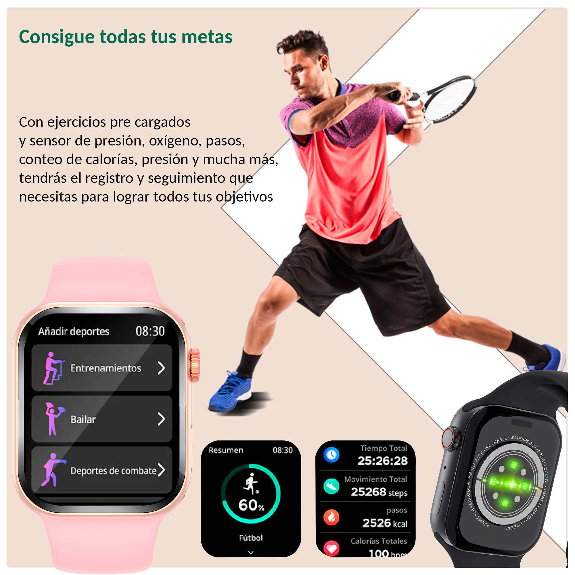 Foto 6 pulgar | Reloj Smartwatch Vak F9 Ip67 Metal Health Pasos Calorias