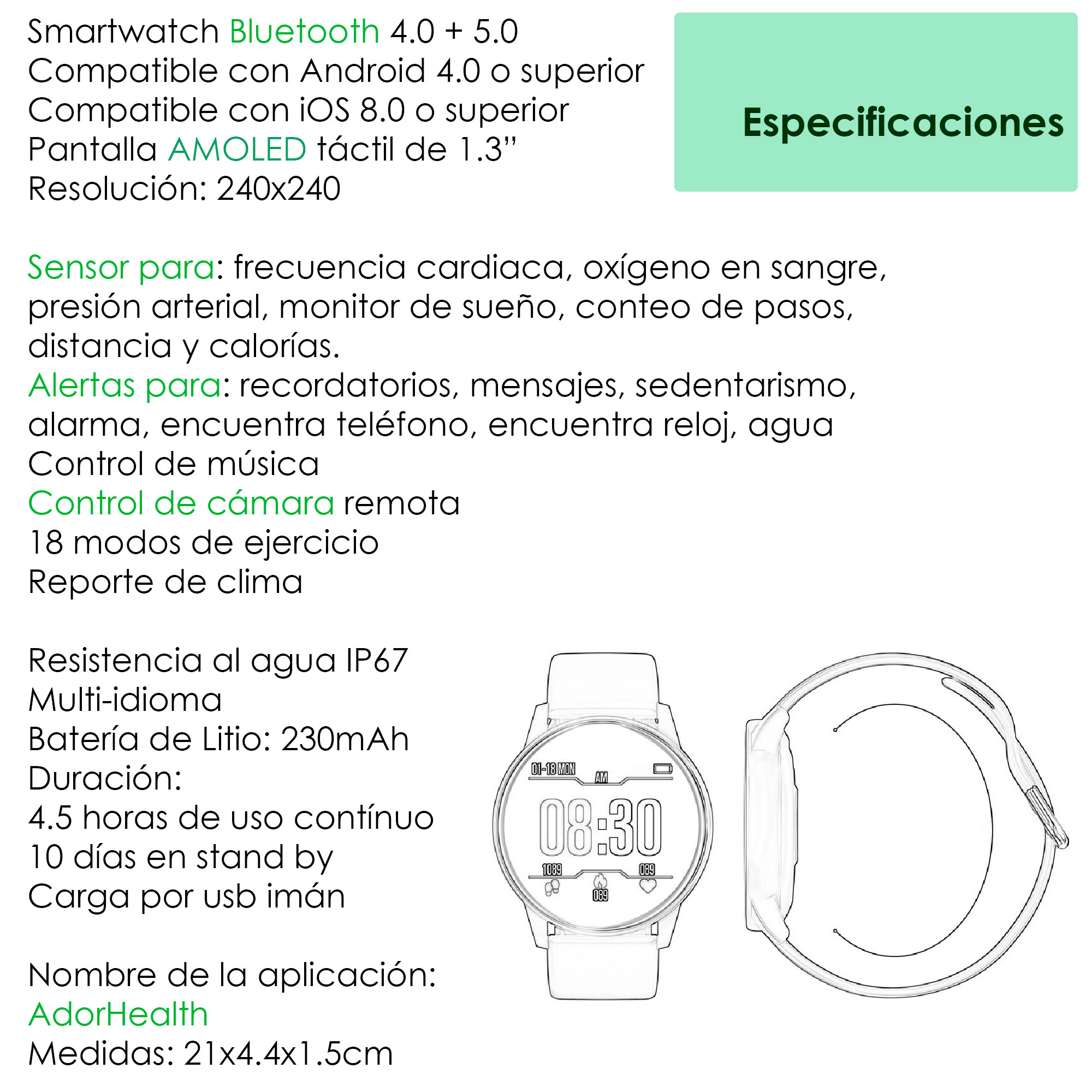 Foto 6 pulgar | Smartwatch Vak Vdt9mr color Rosa