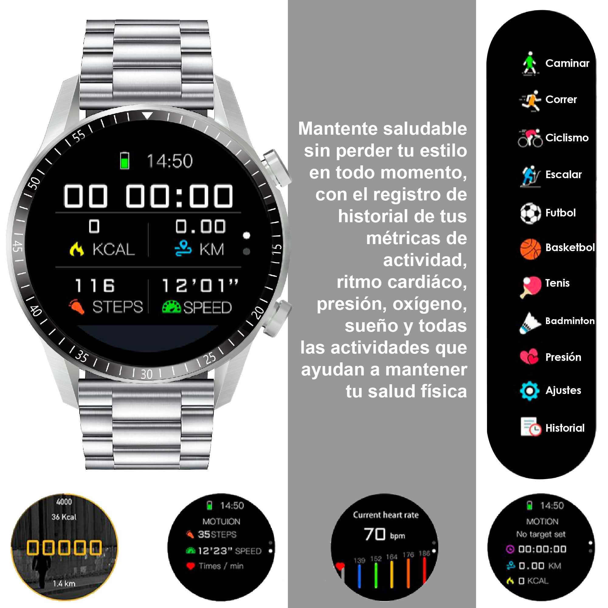 Foto 4 pulgar | Smartwatch Vak Vdtm8p color Plata