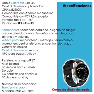 Foto 6 | Smartwatch Vak Vdtm8p color Plata