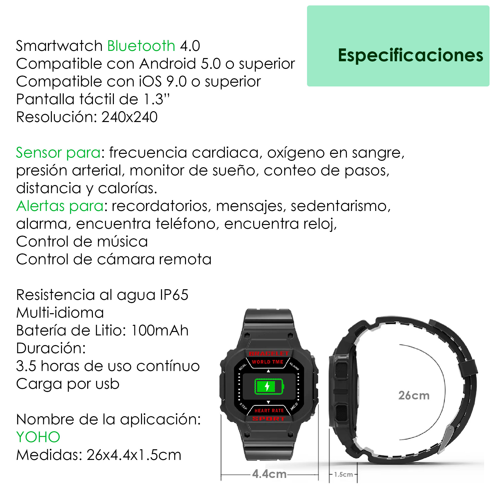 Foto 7 pulgar | Smartwatch Vak Vdm5n color Negro