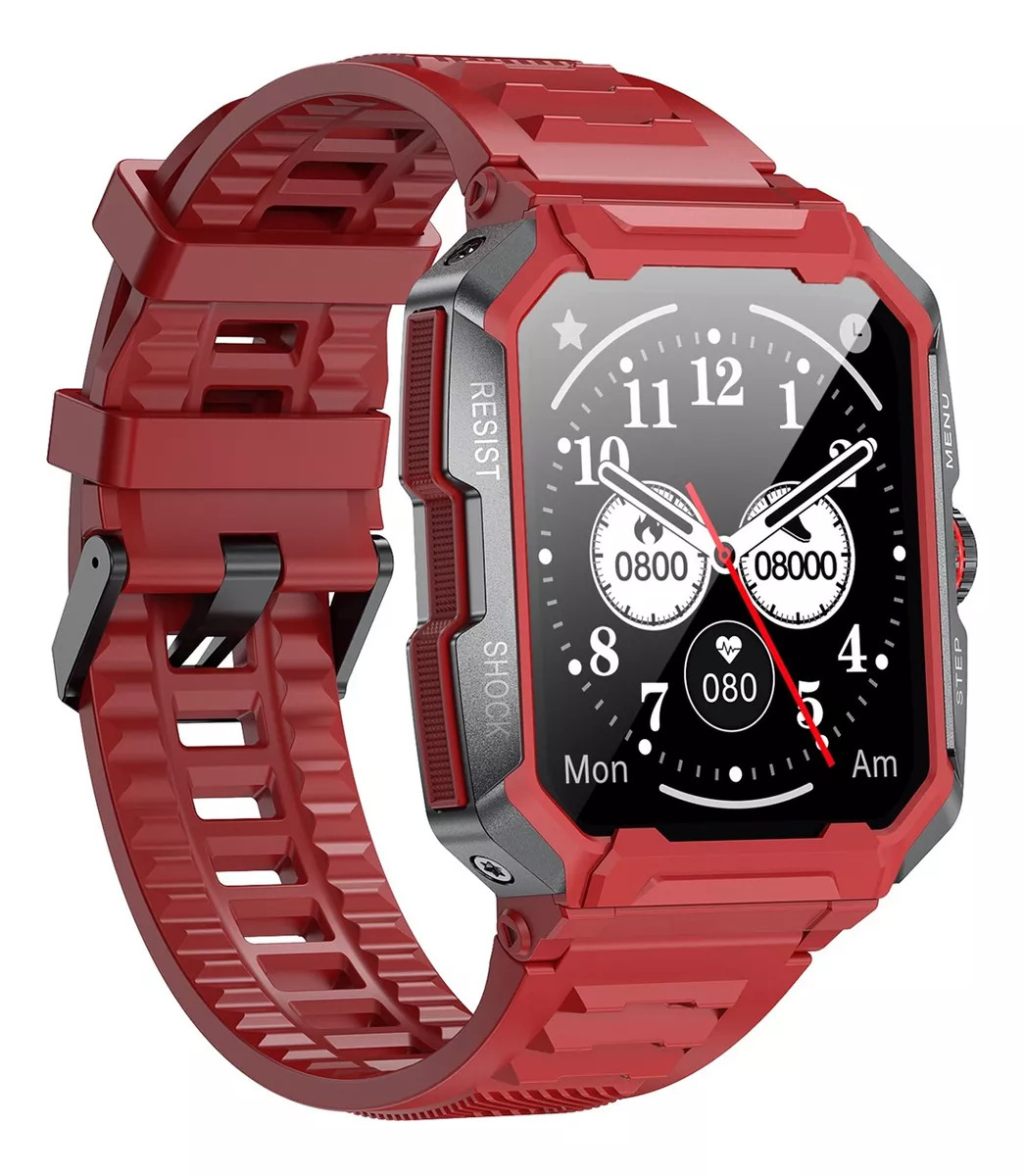 Foto 2 pulgar | Smartwatch Fralugio Ak47 Rough Sport Hr 24hr Spo2 HD Rojo