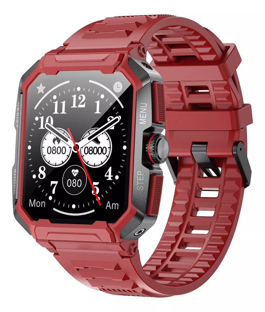 Foto 3 pulgar | Smartwatch Fralugio Ak47 Rough Sport Hr 24hr Spo2 HD Rojo