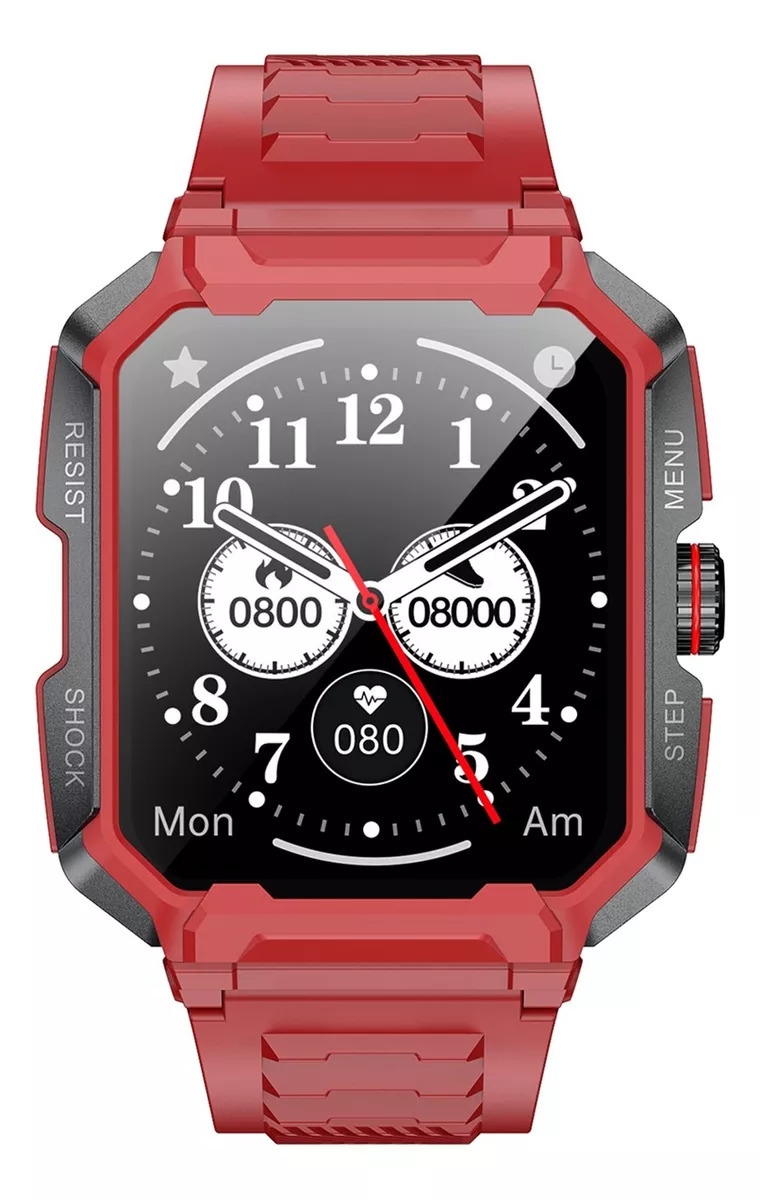 Foto 4 pulgar | Smartwatch Fralugio Ak47 Rough Sport Hr 24hr Spo2 HD Rojo