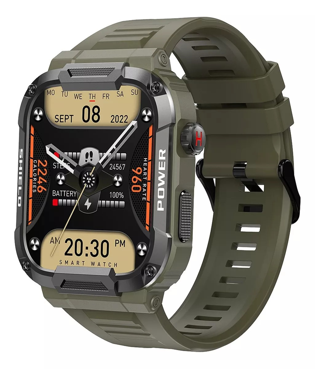 Foto 2 pulgar | Smartwatch Fralugio Mk66 Rough Bp Hr Spo2  Verde