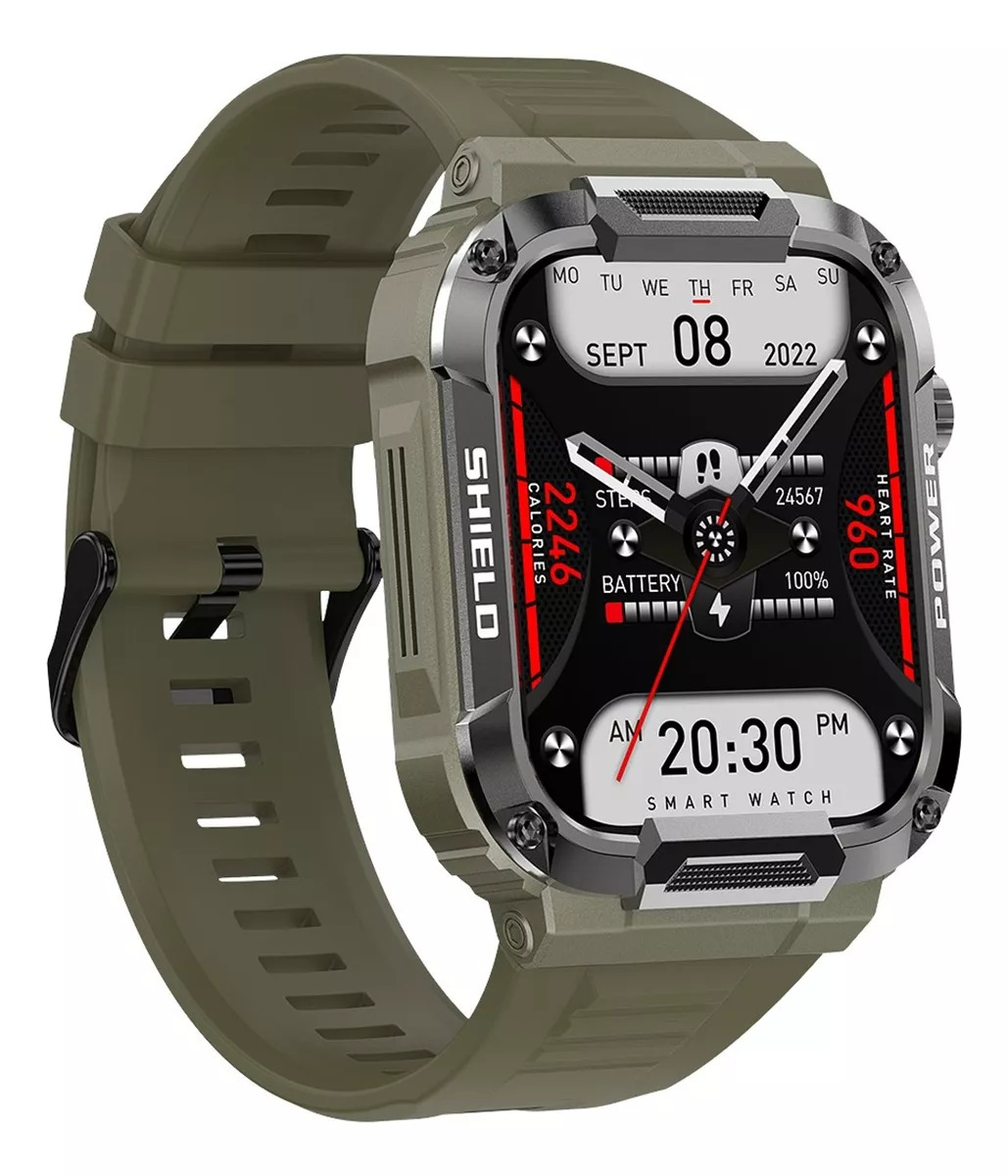 Foto 3 pulgar | Smartwatch Fralugio Mk66 Rough Bp Hr Spo2  Verde