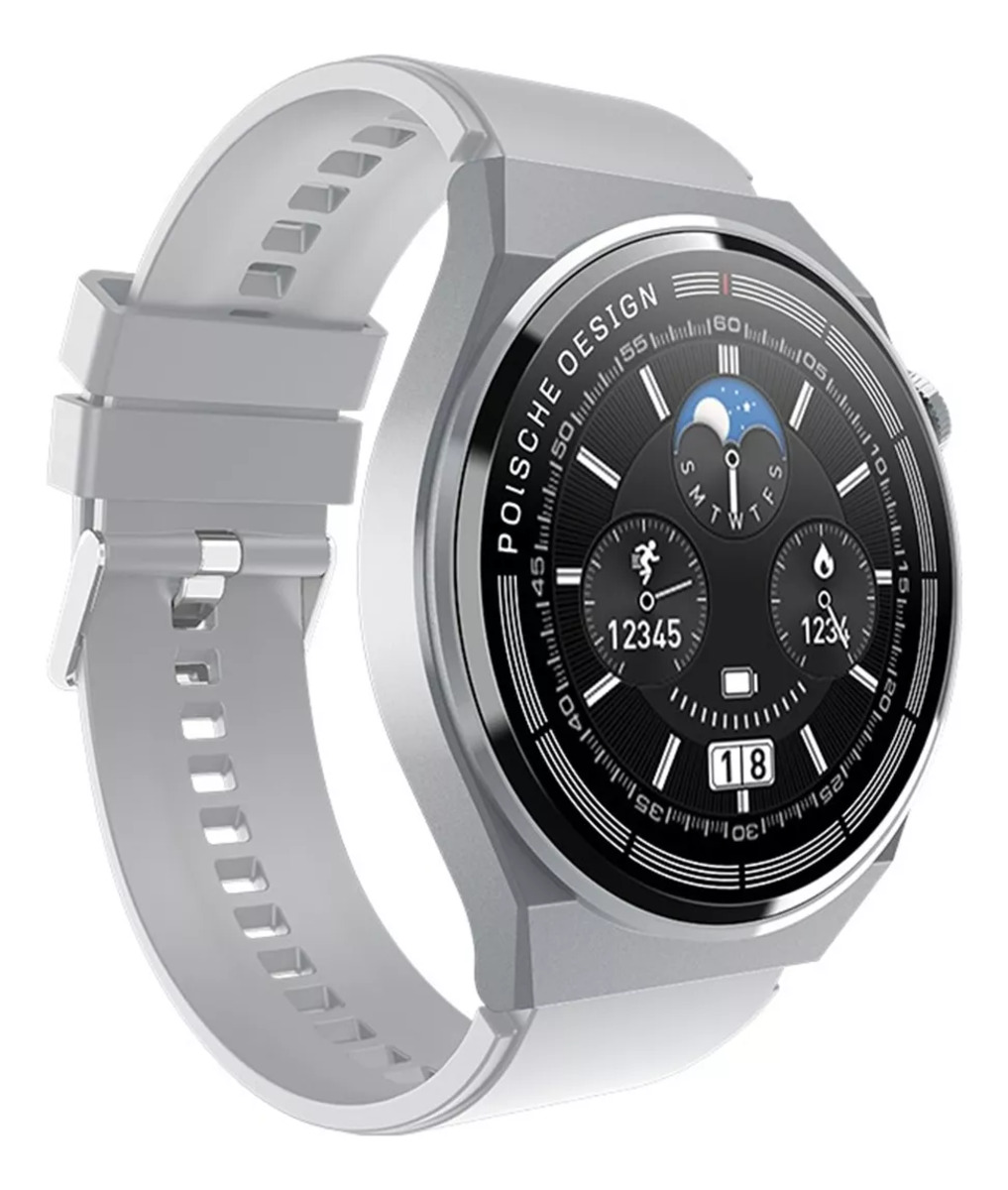 Smartwatch Fralugio Gt3 Max Mide Glucosa Hr Bp Spo2 Hd color Gris