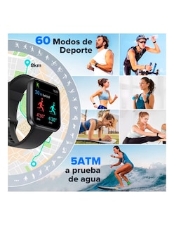 Foto 6 | Reloj Inteligente Unisex Petukita Box 208bt Pantalla De 1.7'' color Negro