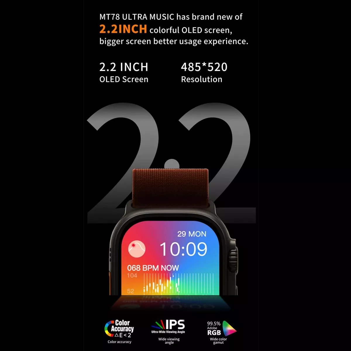 Foto 6 pulgar | Reloj Smartwatch Mt78 Ultra Fralugio Nfc Hr Bp Spo2 Brújula color Negro