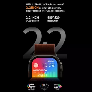 Foto 4 | Reloj Smartwatch Mt78 Ultra Fralugio Nfc Hr Bp Spo2 Brújula color Naranja