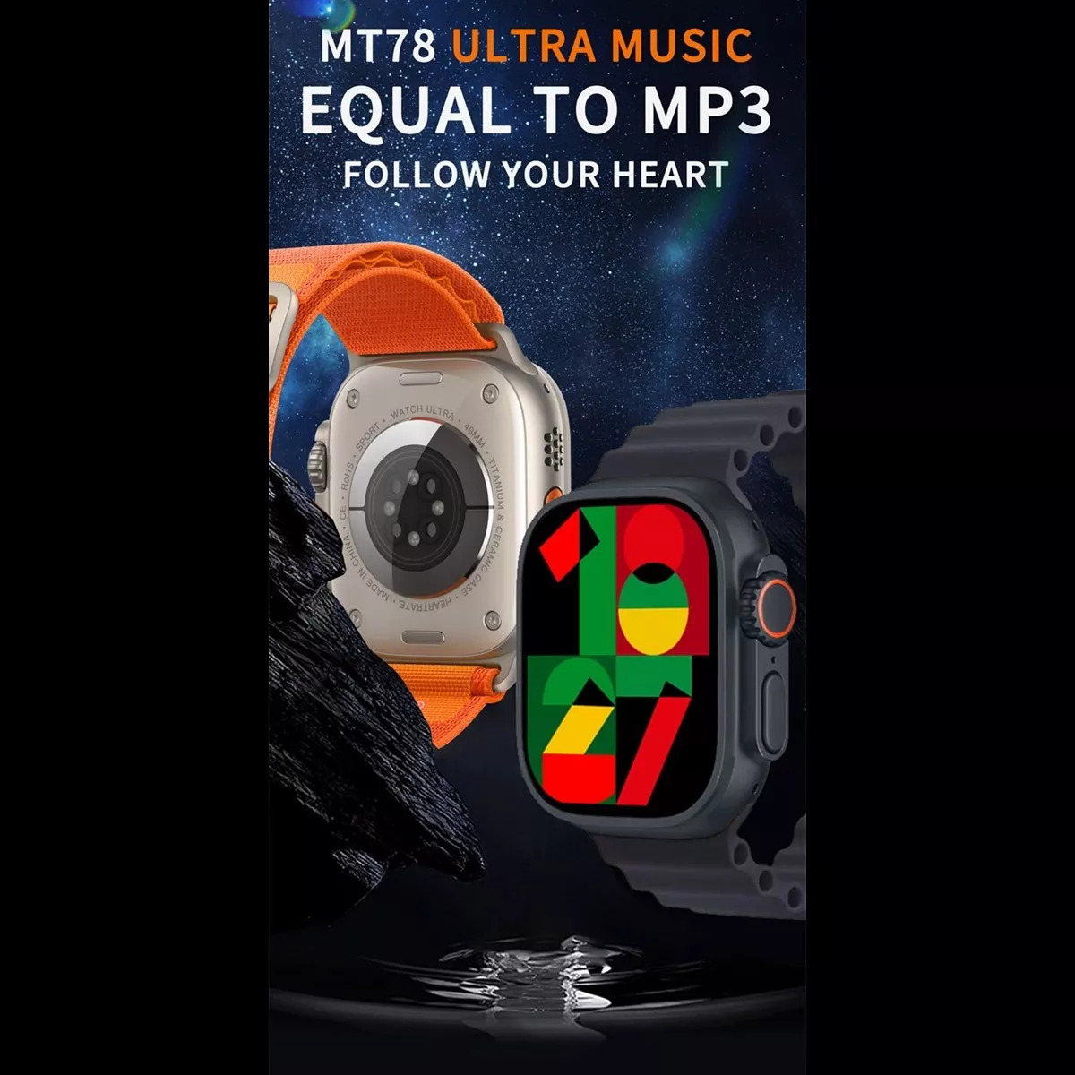 Foto 6 pulgar | Reloj Smartwatch Mt78 Ultra Fralugio Nfc Hr Bp Spo2 Brújula color Naranja