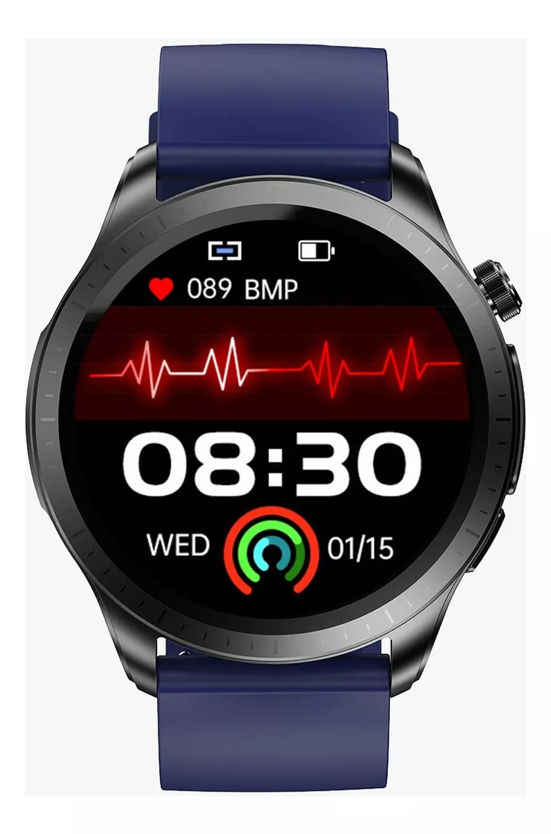 Foto 4 pulgar | Reloj Smartwatch E420 Fralugio Ecg Mide Glucosa Hr Spo2 Bp Silicón Azul