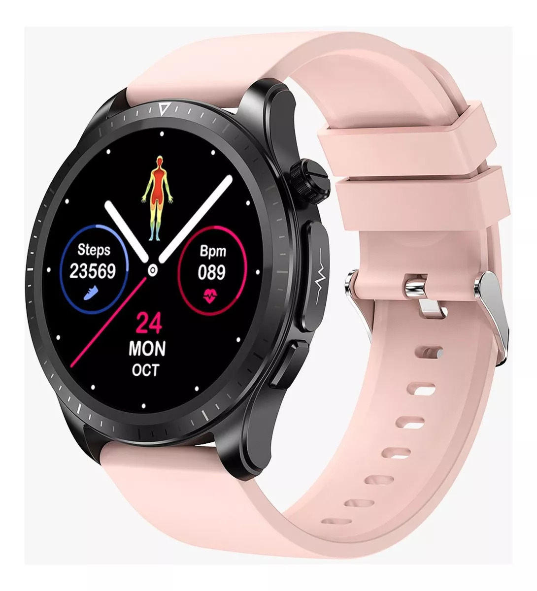 Foto 3 pulgar | Reloj Smartwatch E420 Fralugio Ecg Mide Glucosa Hr Spo2 Bp Silicón Rosa