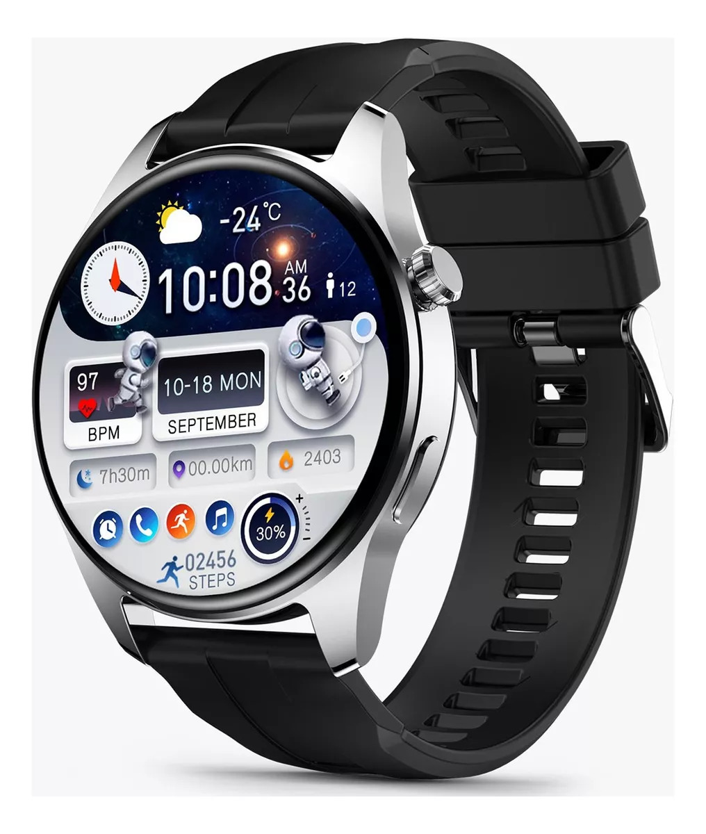 Foto 4 pulgar | Reloj Smartwatch Hk4 Hero Fralugio Brújula Amoled Hr Bp Nfc color Plata