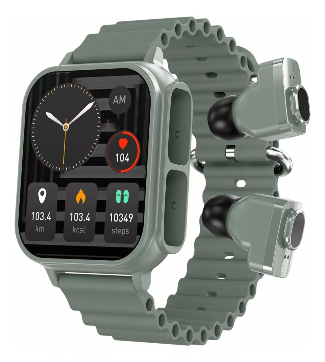 Reloj Smartwatch N22 Fralugio 2 en 1 con Audífonos Tws Nfc color Verde