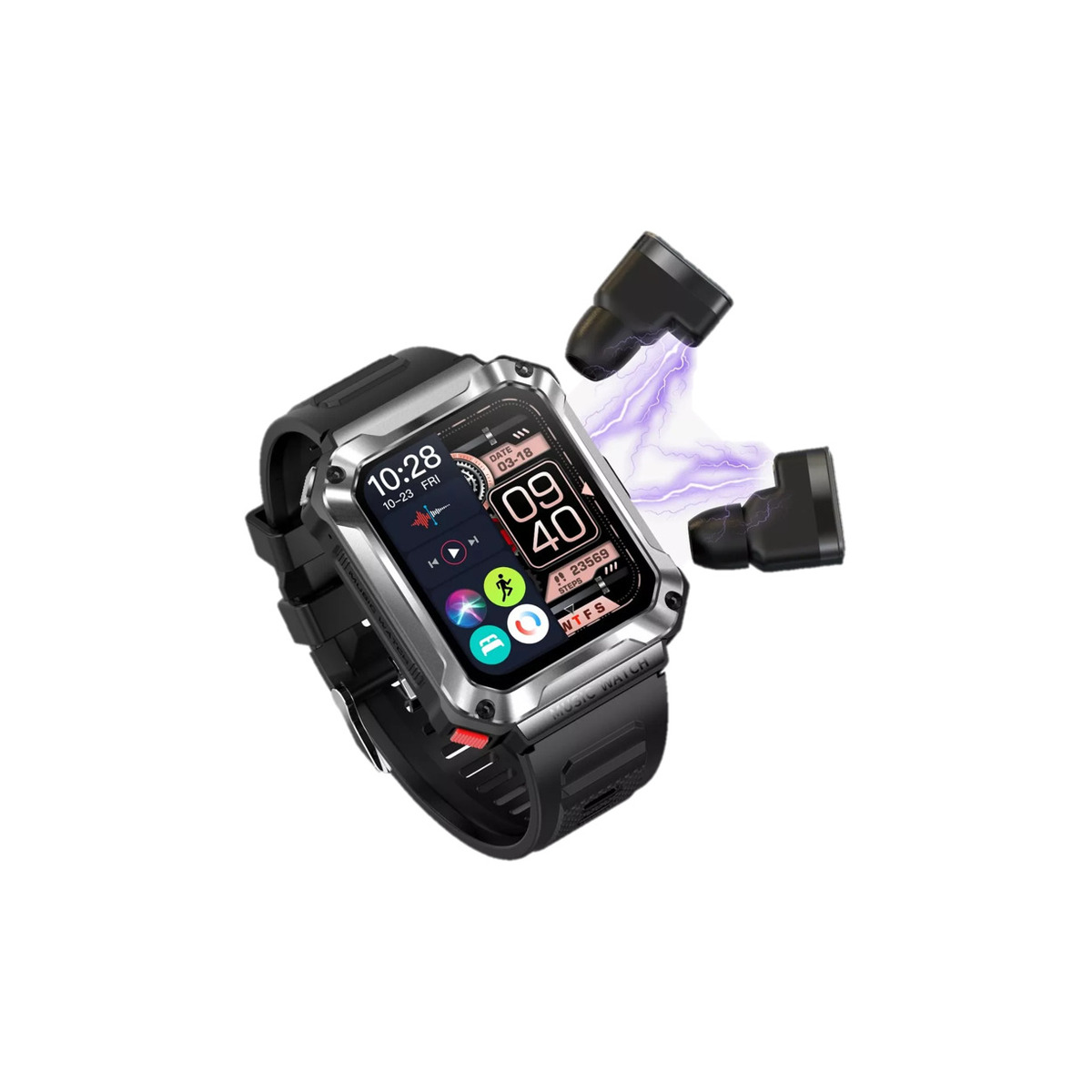 Foto 2 pulgar | Reloj Smartwatch T93 Fralugio Mp3 Con Audífonos Tws 4gb Rom Plata