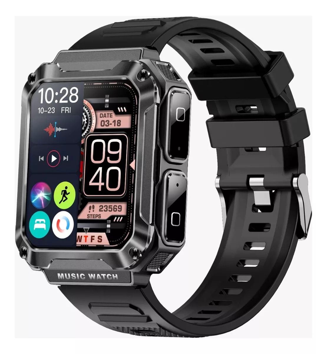 Foto 4 pulgar | Reloj Smartwatch T93 Fralugio Mp3 con Audífonos Tws 4gb Rom color Negro