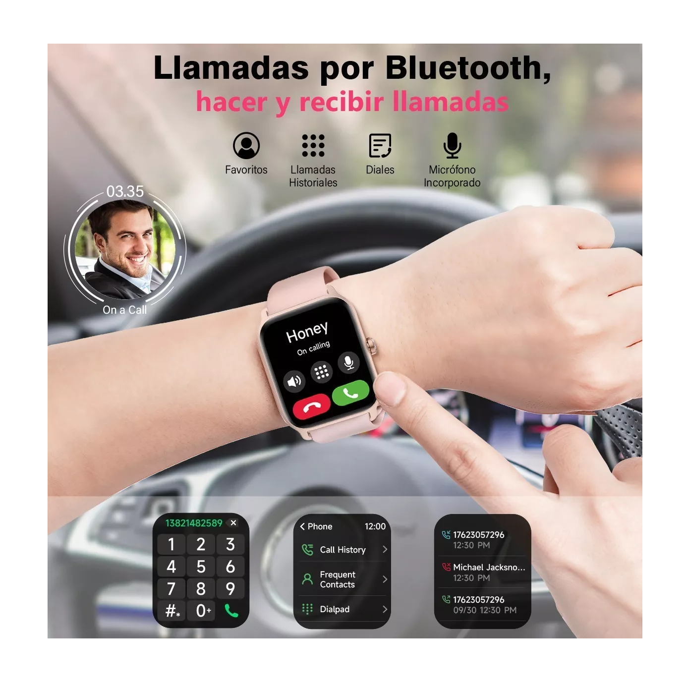 Foto 5 pulgar | Smartwatch Belug color Rosa con Bluetooth