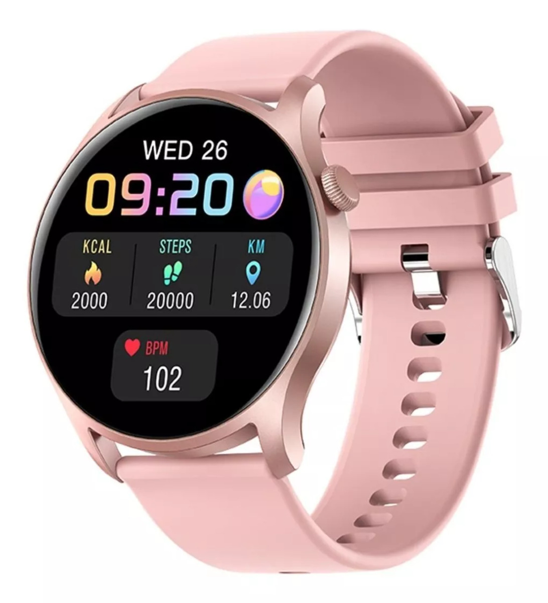 Foto 4 pulgar | Reloj Inteligente Smart Watch Fralugio Kc08 Monitores De Ejercicio Pantalla Hd Rosa