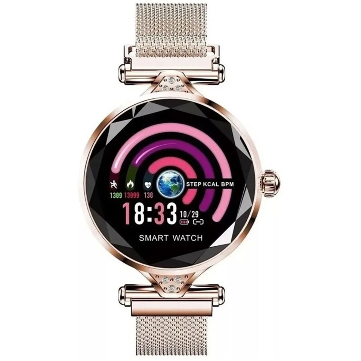 Foto 4 pulgar | Smartwatch Fralugio Extensible de Pulsera Pantalla Corte Diamante  Dorado