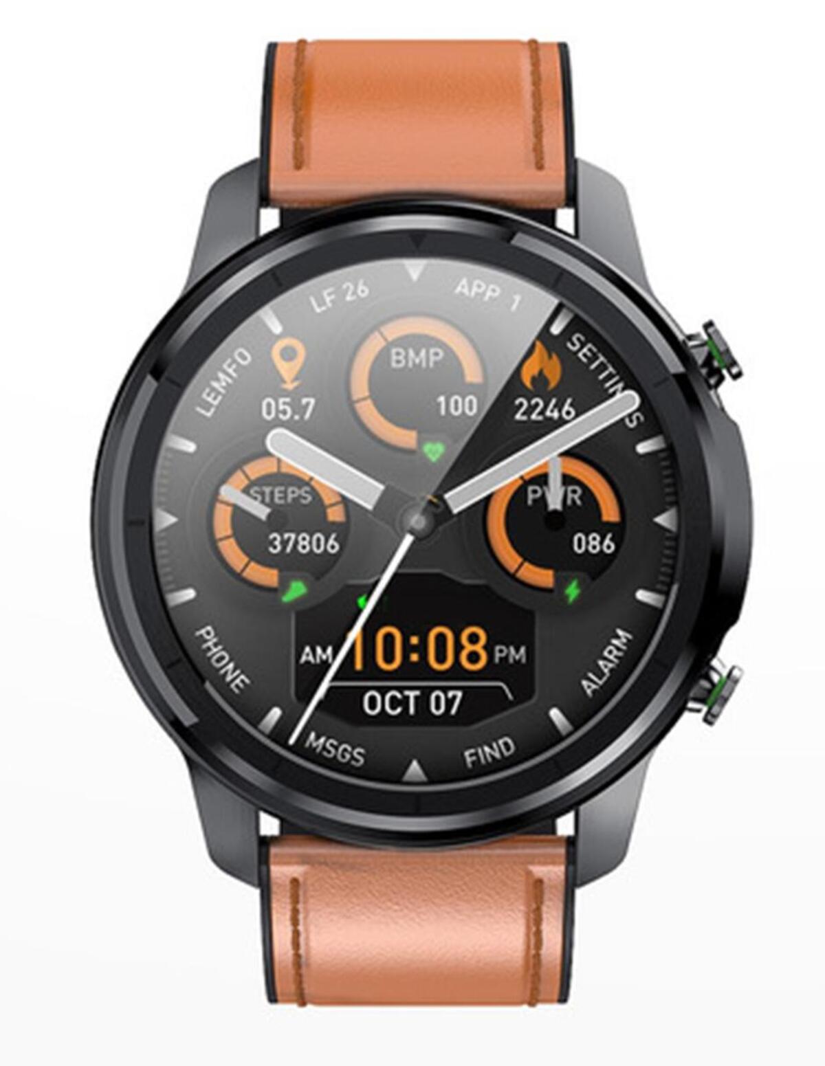 Smartwatch Fralugio LF26 PIEL CAFÉ Notificaciones de Redes Sociales