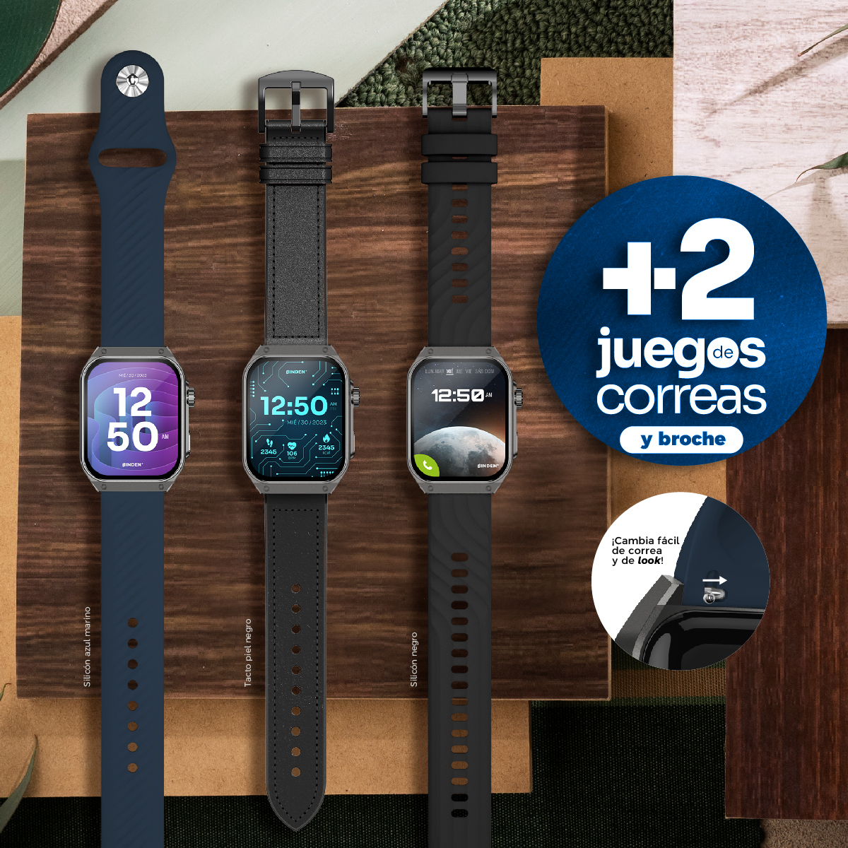 Foto 4 pulgar | Smartwatch Binden Era Day Line Negro Pantalla Curva